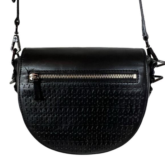 Rebecca Minkoff Astor Perforated Black Leather Saddle Bag Crossbody Adjustable - Picture 10 of 13